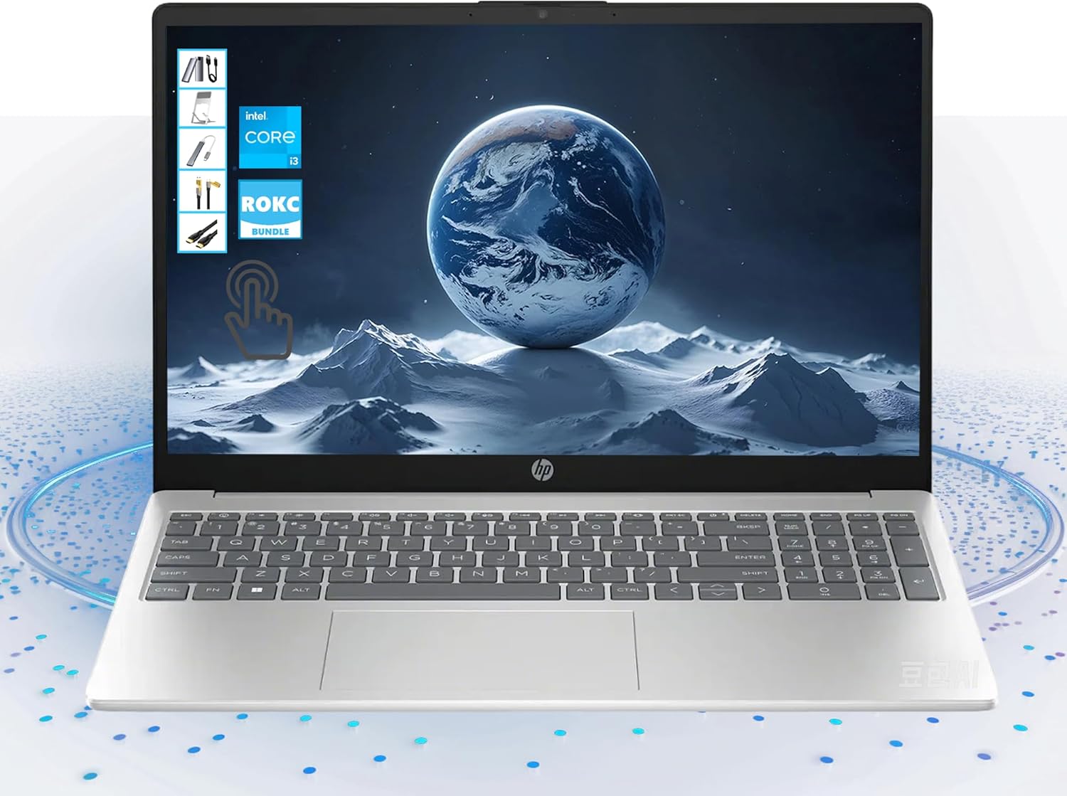 HP 2025 Pavilion 15 inch Touchscreen Laptop | 15.6' HD Computer| 8GB RAM | 256GB SSD & 128GB Portable SSD| Intel Core i3-1215U| Wi-Fi 6E| Copilot Ready| Ultra Light| AI-Powered Windows 11| RK Bundle