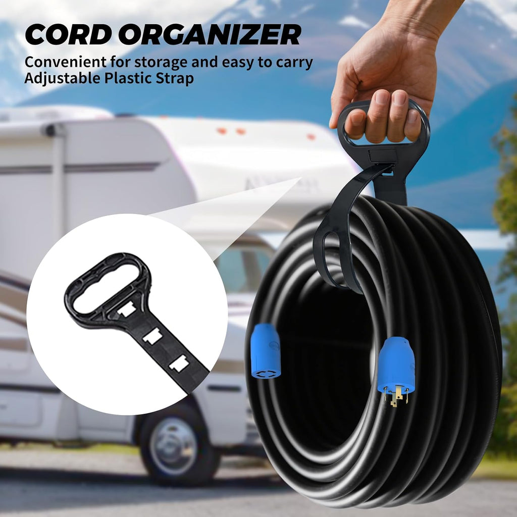 100FT 30 Amp Generator Cord, 4 Prong NEMA L14-30P/L14-30R Generator Extention Cord, Twist Lock Heavy Duty 10 Gauge Outdoor Extension Cable for RV Camper and Generator to House, ETL Listed