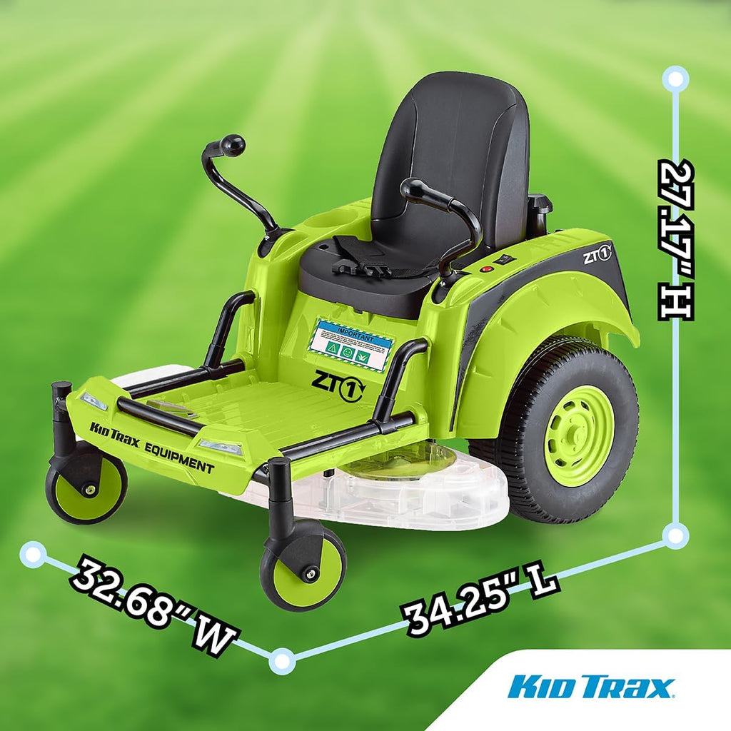 Kid Trax 12V Zero Turn Lawn Mower Toodler Toys - Ride on Toy, Outdoor Toys, Tractor Toy, Riding Mower, Ride On Tractor, Dual Handle, Twist and Turn, Speed to 3MPH, Max Weight of 77lbs, Age 3-7, Green