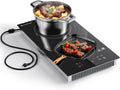 AMZCHEF Induction Cooktop 2 Burners, 12 Inch Bulit-in & Countertop Induction Stove with Plug 110V-120V, 9 Power Levels Electric Stove 1800W, Safety Lock, Timer, Touch Control for Fast Cooking