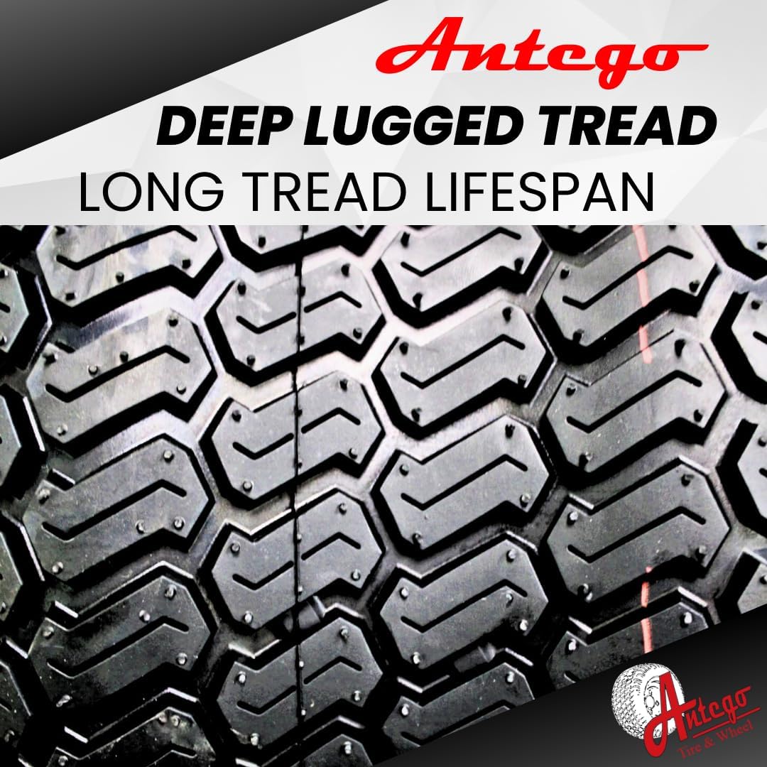 Antego Tire & Wheel (Set of 2) 20x10.00-8 Tires & Wheels 4 Ply for Lawn & Garden Mower Turf Tires ATW-003 w/Keyed Hub