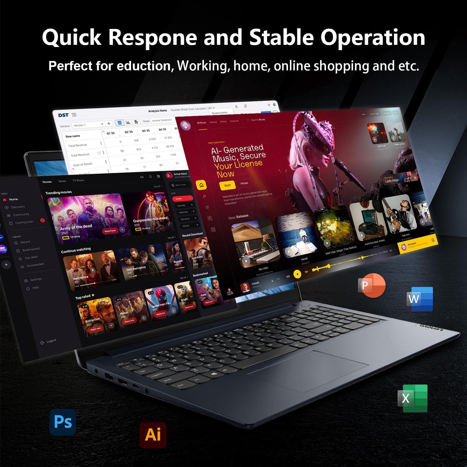 Lenovo IdeaPad 1i Laptop, 15.6 Inch FHD Touchscreen, Intel Core i5-1235U Processor, 16GB RAM, 512GB SSD, Webcam, HDMI, Wi-Fi 6, Windows 11 Pro, Blue, with Microsoft 365 for The Web
