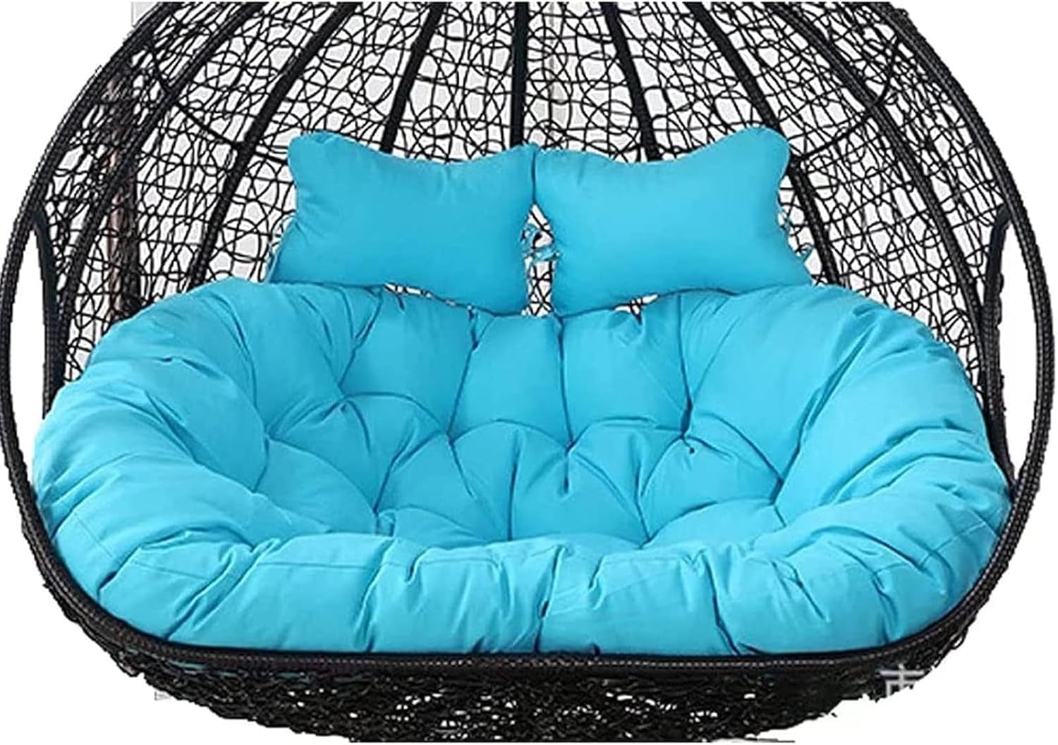 2 Person Egg Chair Cushion Replacement, Double Hanging Rattan Chair Cushion, Hanging Rocking Chair with 2 Adjustable Headrests, Hanging Mattress for Patio Garden Furniture(A)