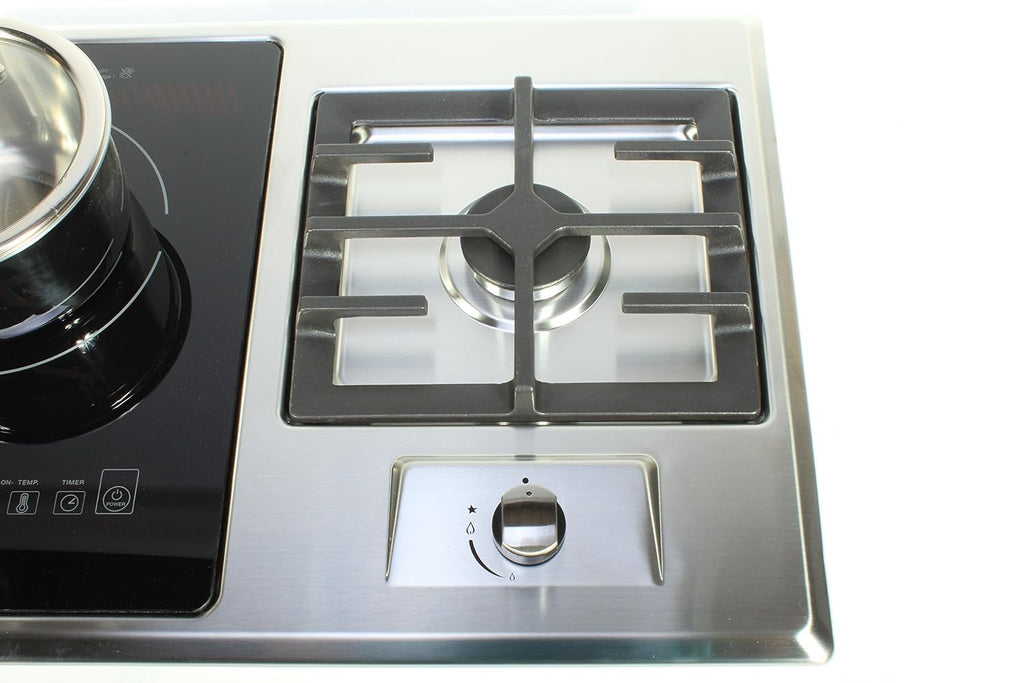 TI-1+1B 25-Inch Built-In Dual Burner Cooktop, Single Induction and Gas Combination, 1750W, UL858 Certified