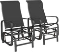 Outsunny Outdoor Glider Chair Set of 2, Gliders for Outside Patio with Smooth Rocking Mechanism and Lightweight Construction for Backyard, Black