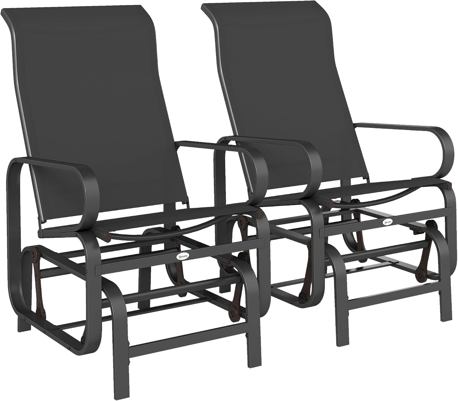 Outsunny Outdoor Glider Chair Set of 2, Gliders for Outside Patio with Smooth Rocking Mechanism and Lightweight Construction for Backyard, Black
