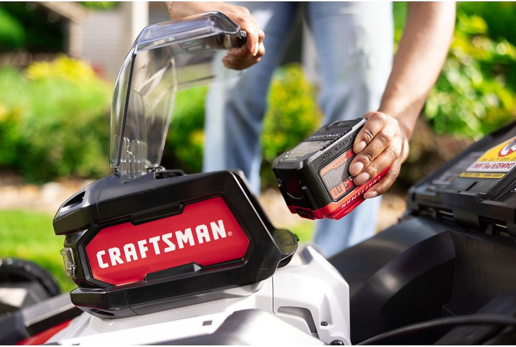 CRAFTSMAN V20 BRUSHLESS RP 21 in Rear Wheel Driver Mower, 2 x 9Ah Batteries and 2 Chargers Included, Up to 70 Min of Runtime, Self-Propelled, LED Headlights, Dual Blades (CMCMWSP320X2)