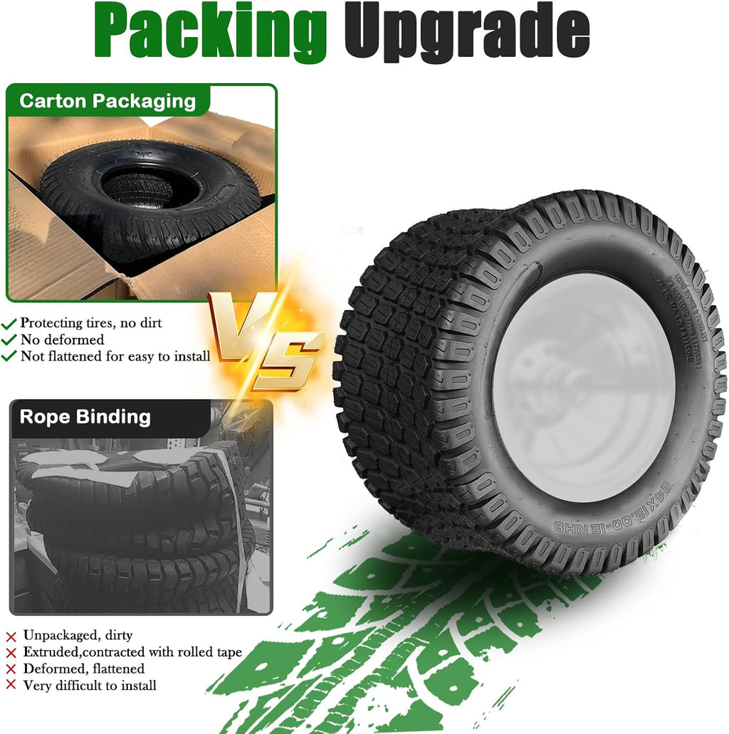 TRIPOWER 24x12.00-12 24x12x12 Lawn Mower Tires, Set of 2, 4PR Tubeless NHS Turf Tires for Riding Mowers and Lawn & Garden Tractors, Tire Only, Rim Not Included