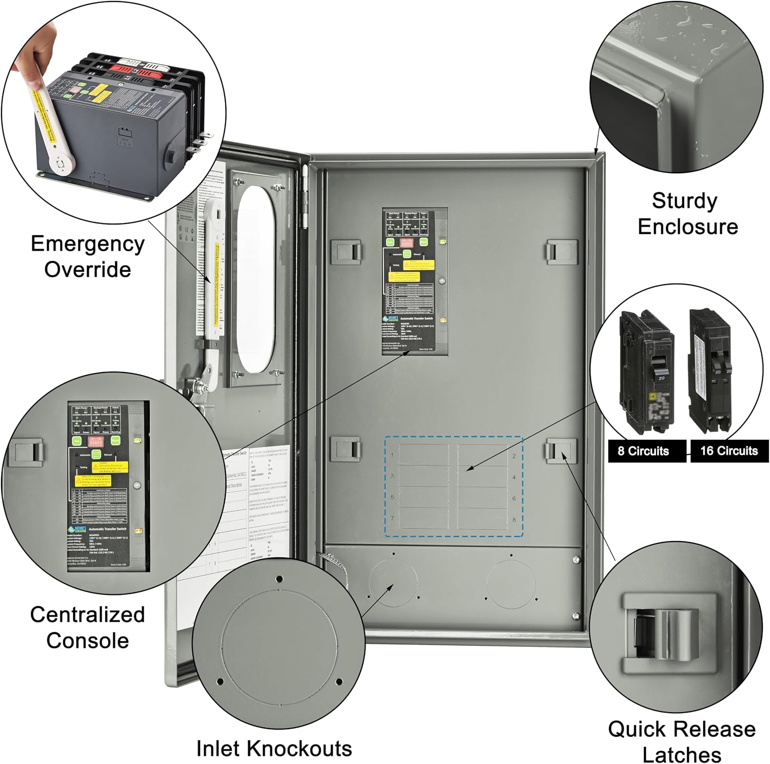 Nature's Generator Automatic 30A Transfer Switch with Inlet Box L14-30P UL Approved