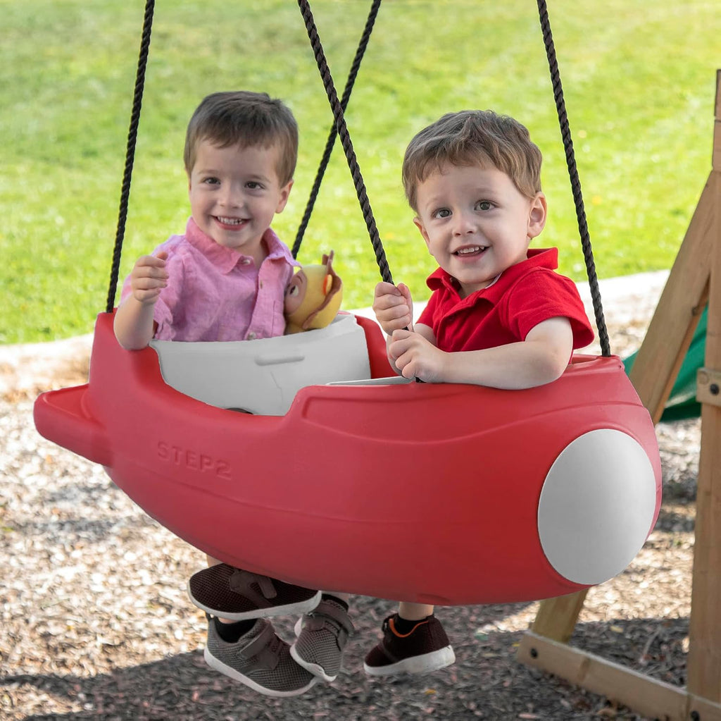 Step2 Rocket Swing for Two, Baby Outdoor Swing, Outside Weather-Resistant Rope, Attach to Playset, for Toddlers 9 Months - 3 Years Old