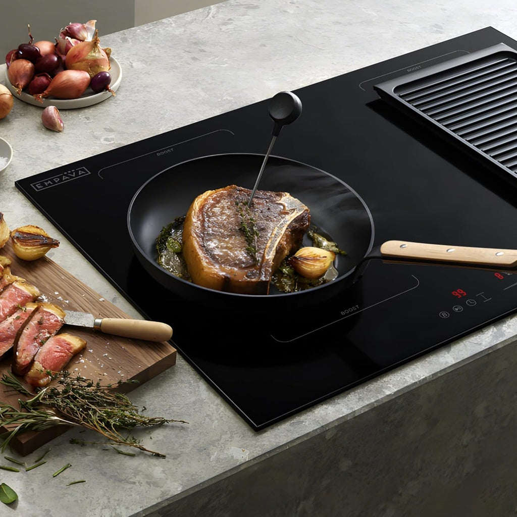 Empava 30 Inch Electric Induction Cooktop Built-In, Bridge-Sync, Smooth Glass Surface, Power Boost, Slider Touch Control, Timer, Pause Function, Child Lock, Hardwired Kitchen Appliance