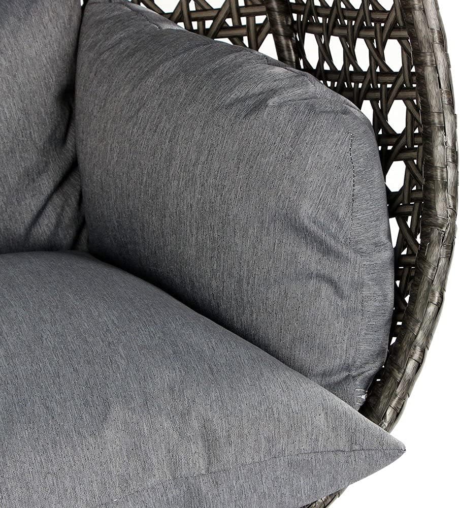 Island Gale® Luxury 2 Person Wicker Swing Chair ((2 Person) X-Large, Charcoal Rattan/Charcoal Cushion)