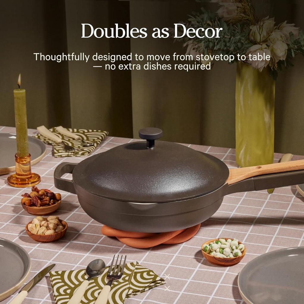 Our Place Large Always Pan | 12.5' Ceramic Pan with Modular Lid & Beechwood Spatula | Patented 10-in-1 Nonstick, Non-Toxic Cookware Made Without PFAS | Induction & Oven-Safe up to 450°F | Char