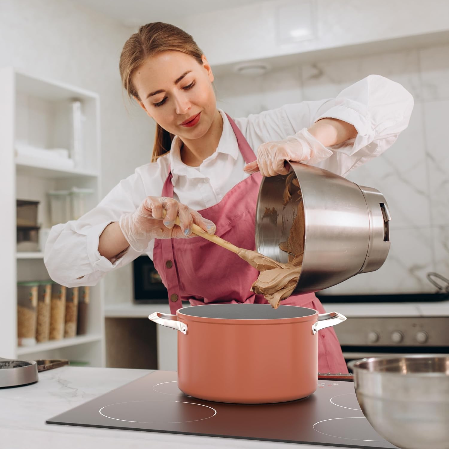 CDV 6000W Built-in Induction Cooktop 4 Burners, 24 Inch Electric Cooktop Touch Control Ceramic Glass Plate 9 Power Levels Fast Heating Child Safety Lock