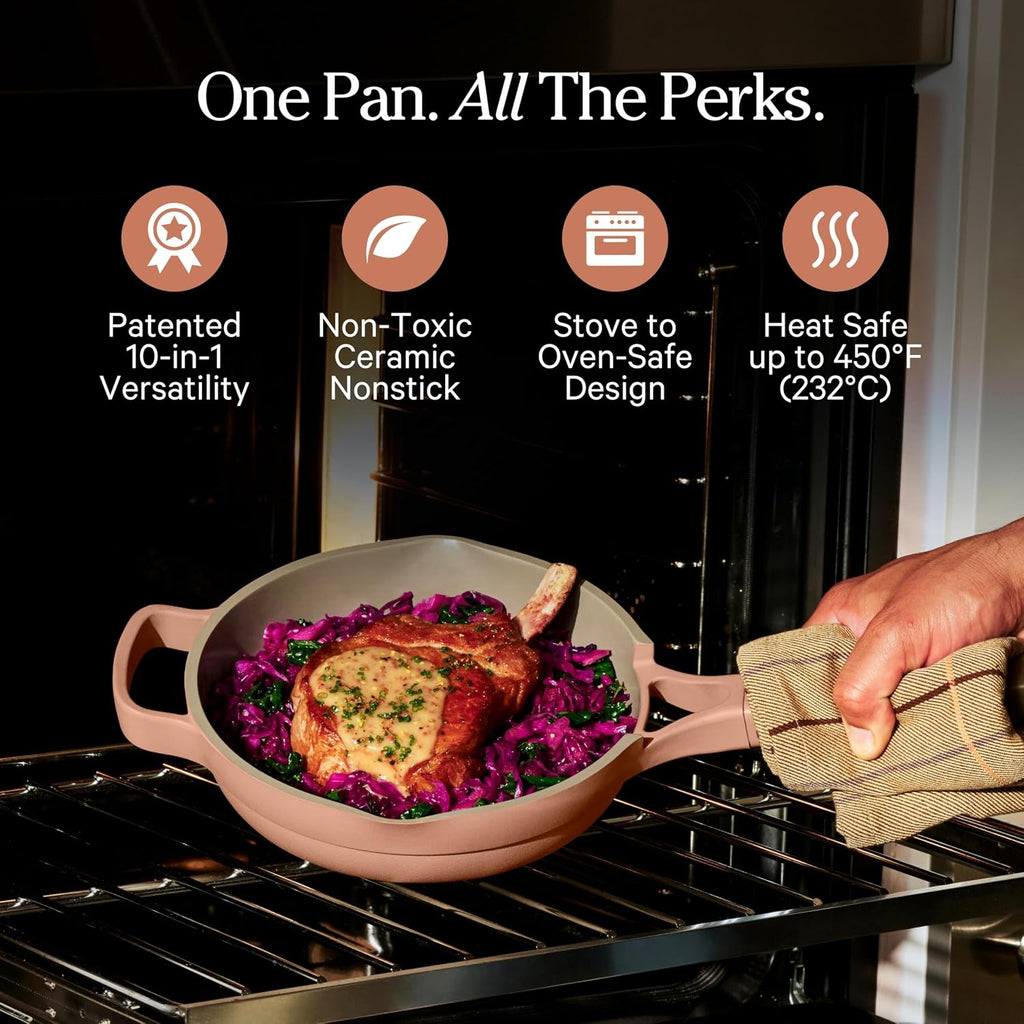 Our Place Mini Always Pan | 8.5' Ceramic Pan with Modular Lid & Beechwood Spatula | Patented 10-in-1 Nonstick, Non-Toxic Cookware Made Without PFAS | Induction & Oven-Safe up to 450°F | Spice