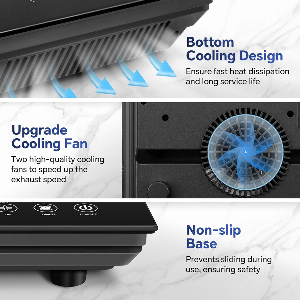 Portable Induction Cooktop 2 Burner - 1800W Double Induction Cooker with 8 Power Settings, 4 Pre-Set Modes, Ultra Thin Design, Sensor Touch Control, Child Safety Lock & Timer | Electric Cooktop