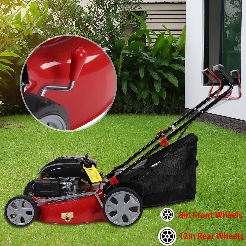 Self Propelled Gas Lawn Mower, 141cc 4-Stroke Gas Engine Lawn Mower with 20 Inches Blade Walk-Behind Lawn Mover Cordless Push Lawn Mowers Tractors with 50L Grass Tank Big Wheels 2850RPM (141cc)