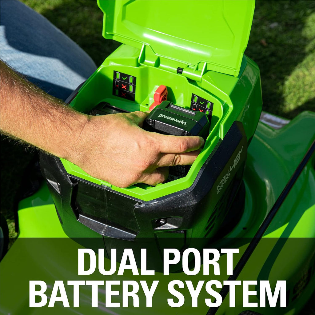 Greenworks 48V (2 x 24V) 19' Brushless Cordless (Push) Lawn Mower (125+ Compatible Tools), (2) 4.0Ah Batteries and Dual Port Rapid Charger Included