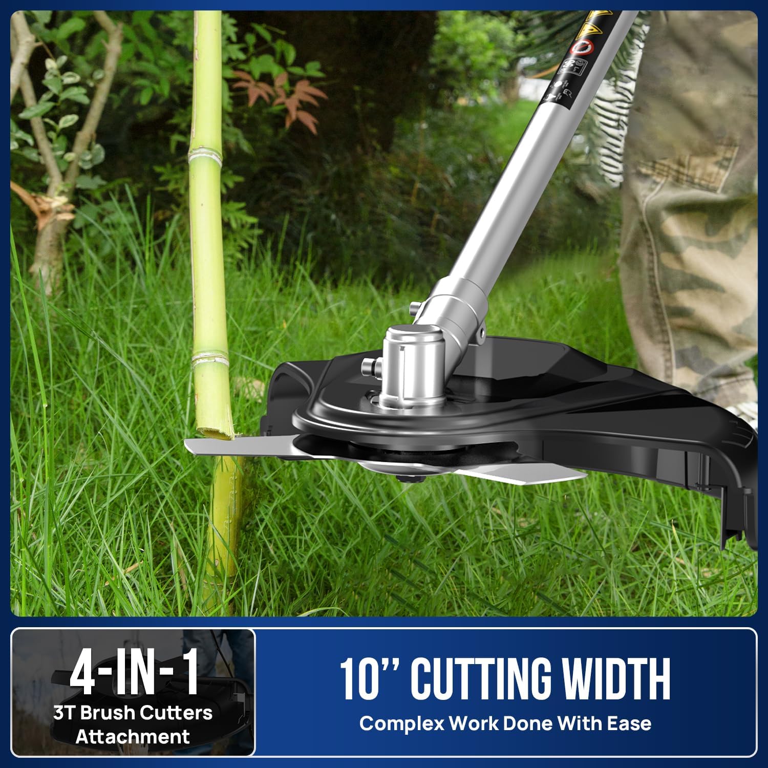 Wild Badger Power 40V Brushless Weed Wacker, String Trimmer/Edger, Hedge Trimmer and Brush Cutter Blade, Pole Saw, Attachment Capable 4-in-1 Multi-Tool Kit with 1 * 40V 4Ah Battery and 1*Charger