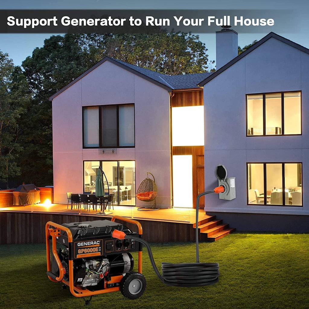 25 ft 50 Amp Generator Cord and Power Inlet Box Combo Kit,125/250 Volts,Generator Power Cord NEMA 14-50P to SS2-50R Extension Cord,for Home RV Backup Power Solution