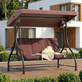 3 Seat Outdoor Porch Swing with Stand, 760 lbs Capacity Heavy Duty Patio Glider Swings for Adults, Convertible 2 in 1 Patio Swings Bed with Adjustable Canopy & Thick Cushions for Garden Yard