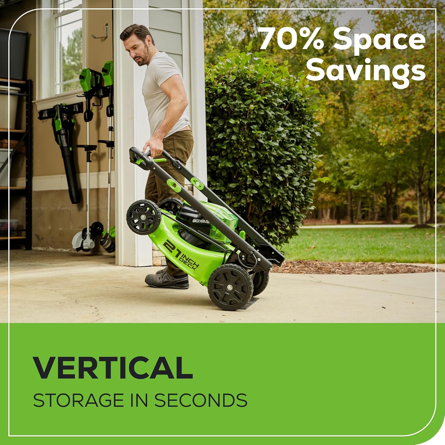 80V 21 inch GEN 2 Cordless Battery Push Lawn Mower(Auto Switch) w/ 4.0Ah Battery & Charger