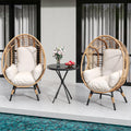2 Person Oversized Wicker Egg Chair with Table Outdoor,Patio Lounge Chair with Thicken Cushions & Durable Steel Frame, Egg Basket Chair 500lbs Capacity for Garden, Backyard, Porch,Bedroom