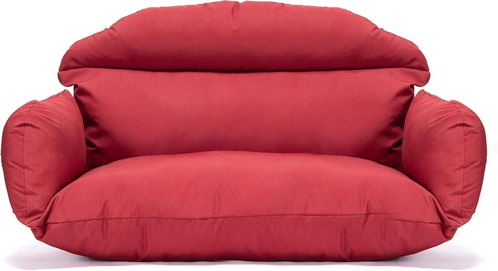 LeisureMod 2 Person Hanging Egg Chair Cushion - Red, Weather-Resistant, Quick-Drying Fabric, Soft Cotton Filling, Machine Washable