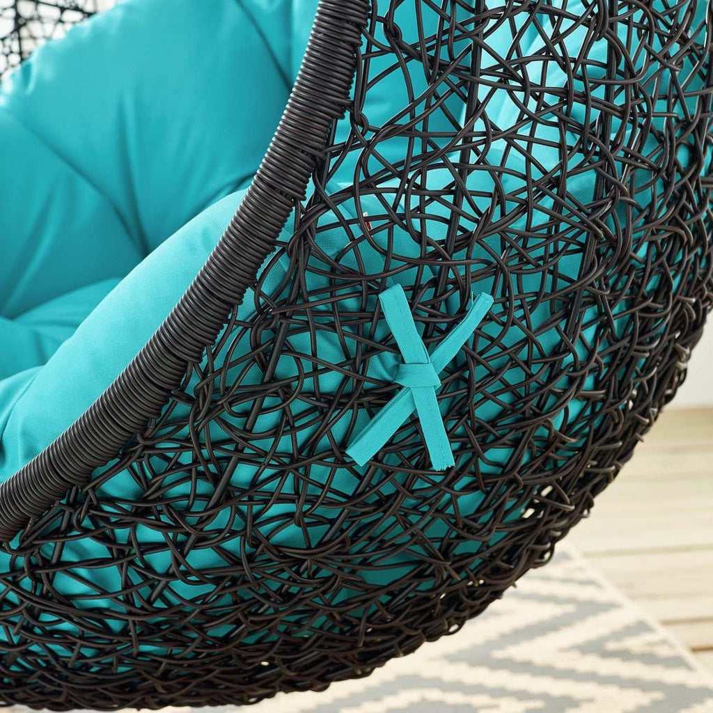 Modway EEI-3636-BLK-TRQ Encase Swing Outdoor Patio Lounge Chair Without Stand, Black Turquoise