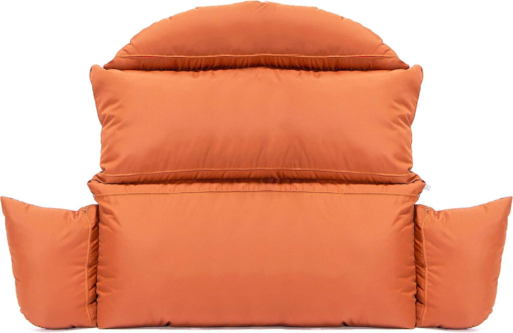 LeisureMod 2 Person Hanging Egg Chair Cushion - Orange, Quick-Drying, Weather-Resistant, Soft Cotton Filling, Machine Washable