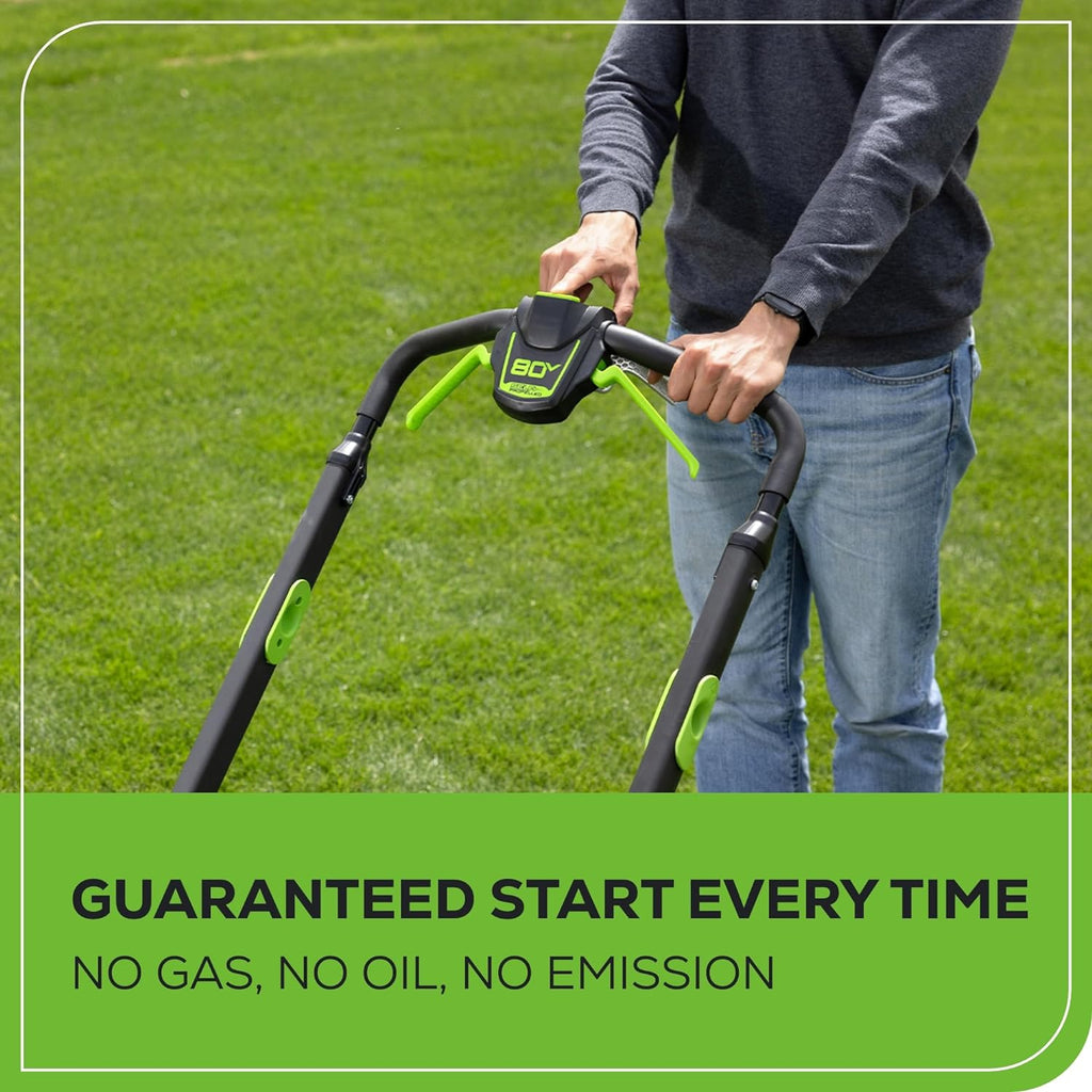 Greenworks 80V 25' Brushless Cordless (Self-Propelled) Dual Blade Lawn Mower (LED Headlight + Aluminum Handles), 4.0Ah Battery and Rapid Charger Included