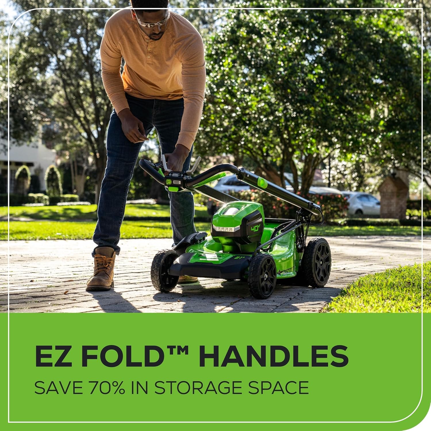 Greenworks 40V 21' Self-Propelled Cordless Lawn Mower – Brushless Motor, 5.0Ah Battery & Charger(75+ Tool Compatible)