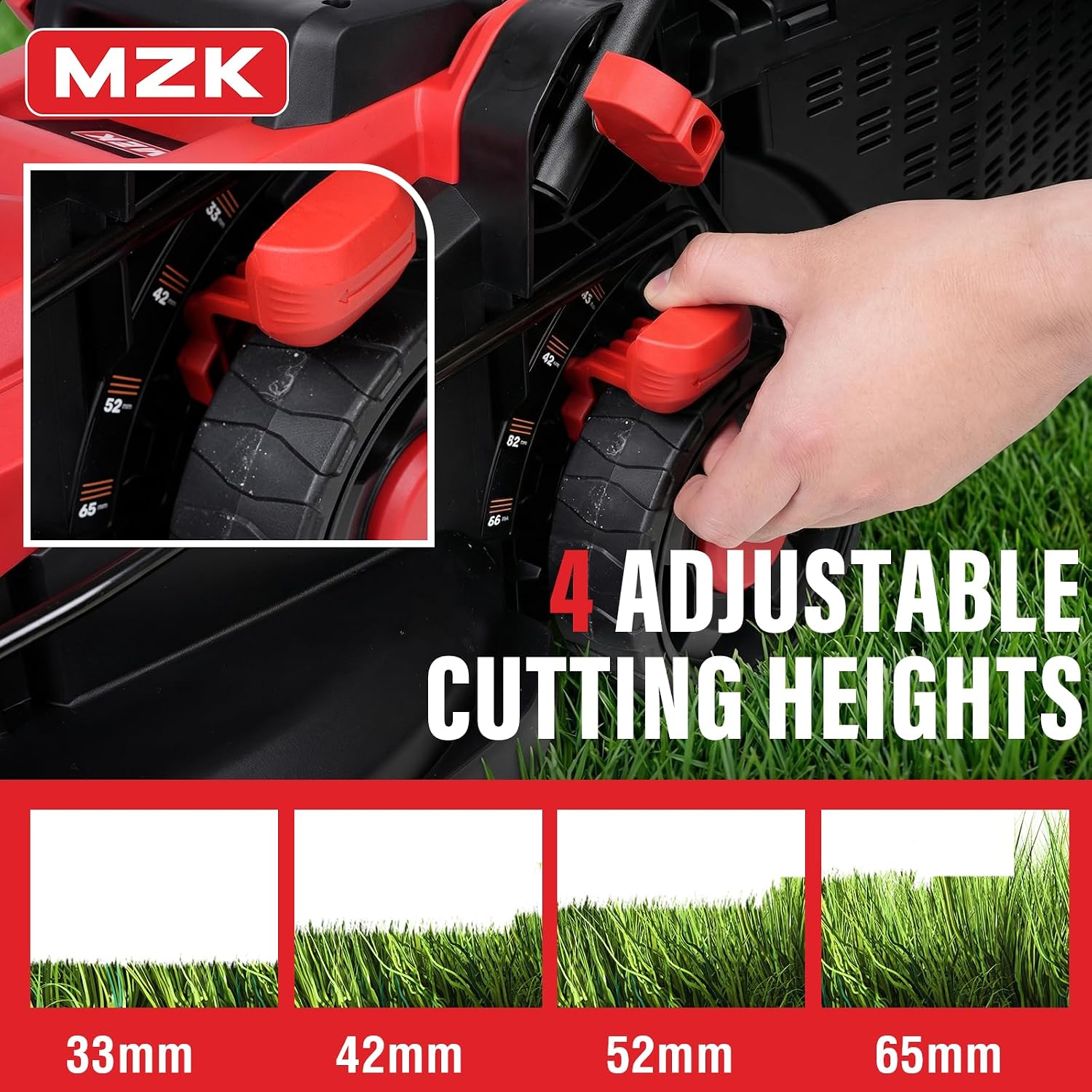 MZK 20V 13' Electric Lawn Mower, Brushless Cordless Lawn Mower with 4-Position Height Adjustment, Walk-Behind Push Mowers with 8 Gallon Grass Bag, 2 x 4.0Ah Batteries & Charger Included