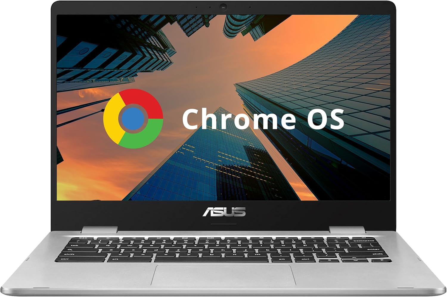 ASUS Chromebook CX1400 14' HD NanoEdge Laptop, Intel Celeron N3350 Processor, 4GB RAM, 32GB eMMC, Intel HD Graphics, 720p HD Camera, Wi-Fi, Bluetooth, Silver, Chrome OS (Renewed)