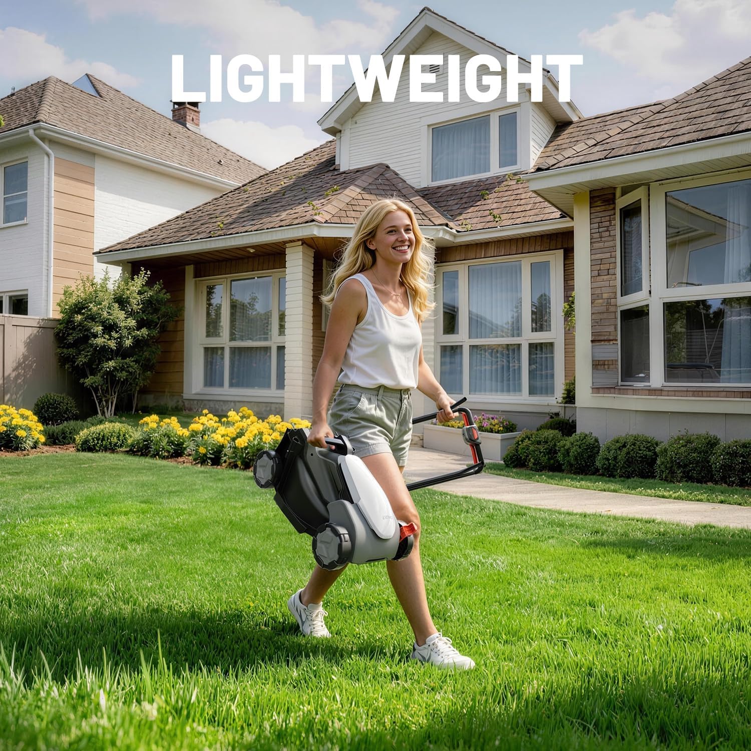 Litheli Electric Lawn Mower Cordless,Grass Cutter Machine for 2800 Sq.Ft, Lawnmower with Brushless Motor, 8 Gallon Capacity, Cutting Height from 1 to 2.5 in, Includes 1 5.0 Ah Battery and Charger