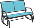 Outsunny 2-Person Outdoor Glider Bench, Patio Double Swing Rocking Chair Loveseat w/Powder Coated Steel Frame for Backyard Garden Porch, Blue
