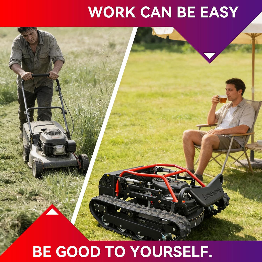 All-Terrain Remote-Controlled Robotic Lawnmower, Featuring a 27-Horsepower High-Power Twin-Cylinder Engine, a Mowing Width of up to 35.43 Inches, and a 48v Brushless Motor