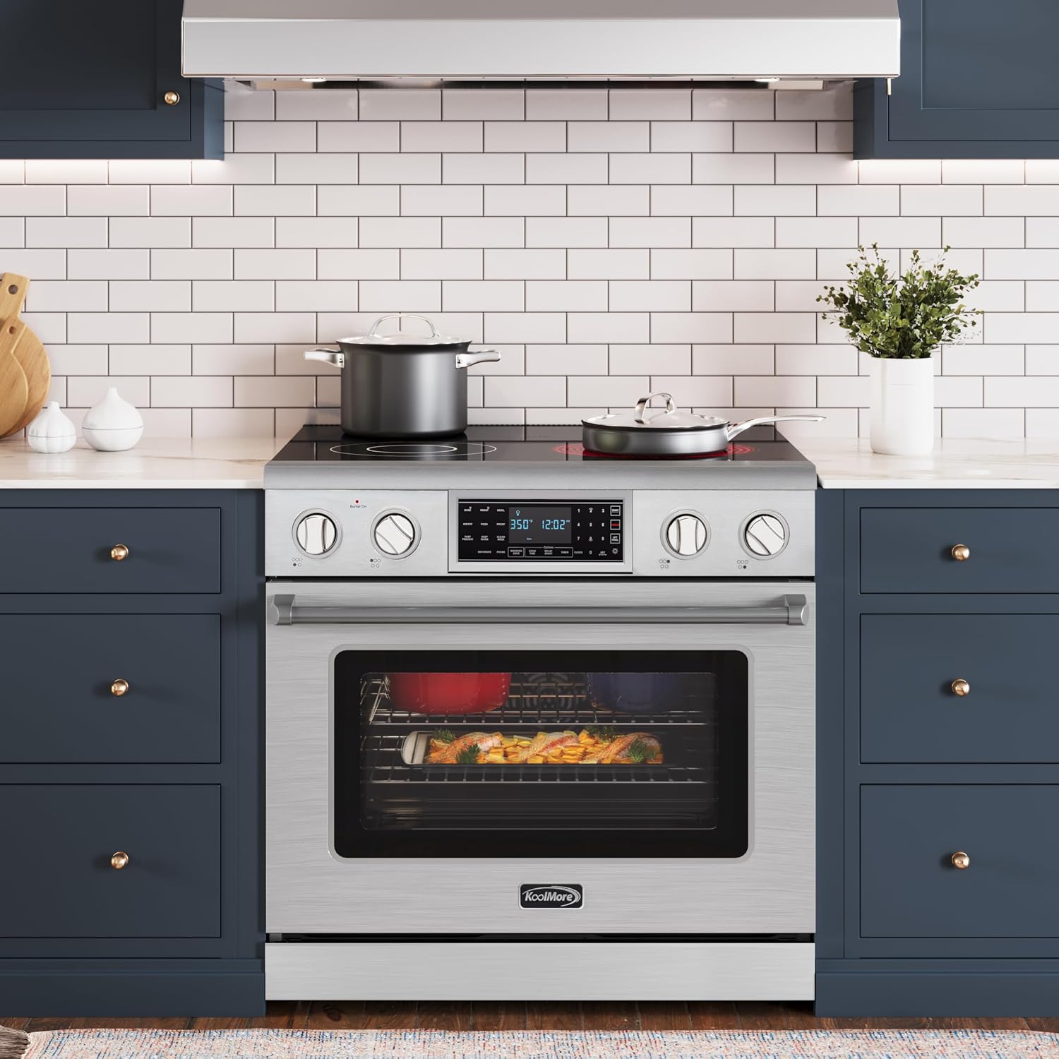 KoolMore KM-TPR-36SS 36 in. Electric Professional Range with Tilt Panel and Digital Controls, Self-Cleaning, 16300W of Power, 240V in Stainless-Steel