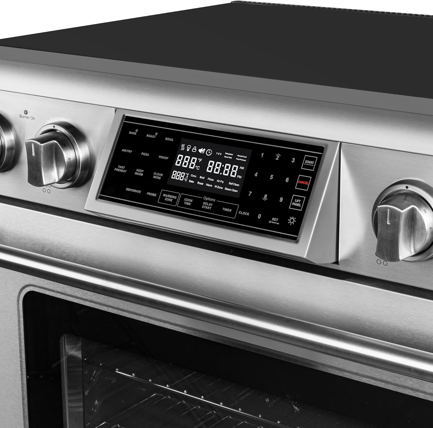 KoolMore KM-TPR-36SS 36 in. Electric Professional Range with Tilt Panel and Digital Controls, Self-Cleaning, 16300W of Power, 240V in Stainless-Steel