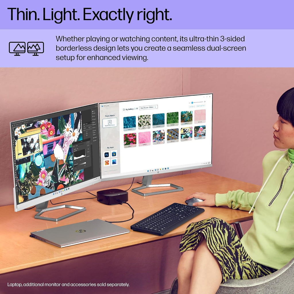 HP Series 5 27 inch FHD Monitor, Full HD Display (1920 x 1080), IPS panel, 99% sRGB, 1500:1 contrast ratio, 300 nits, Eye Ease, 527sw (2024) (Renewed)