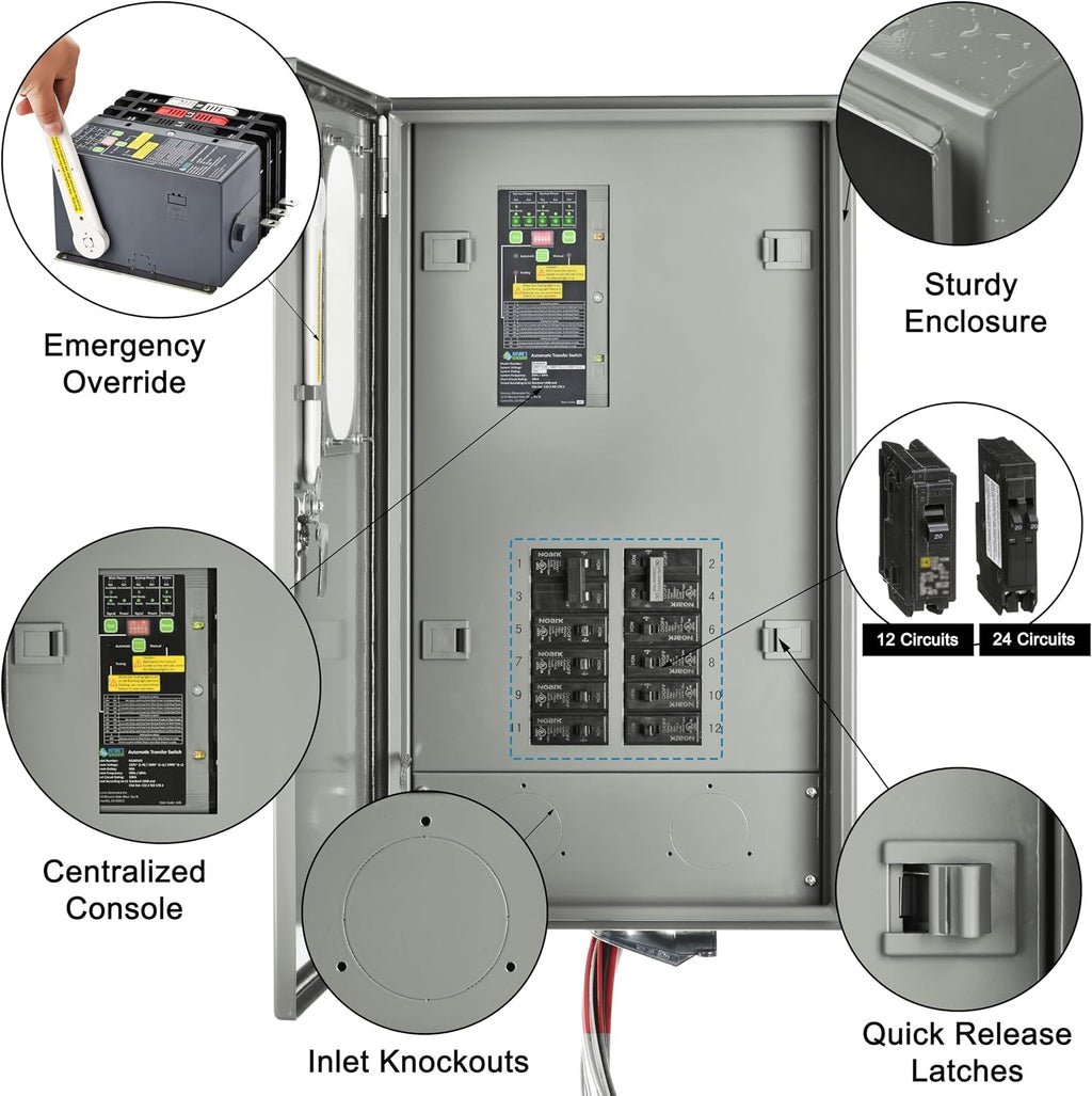 Nature's Generator Pre-Wired Automatic Transfer Switch 120V/240V 50A 12 Circuits