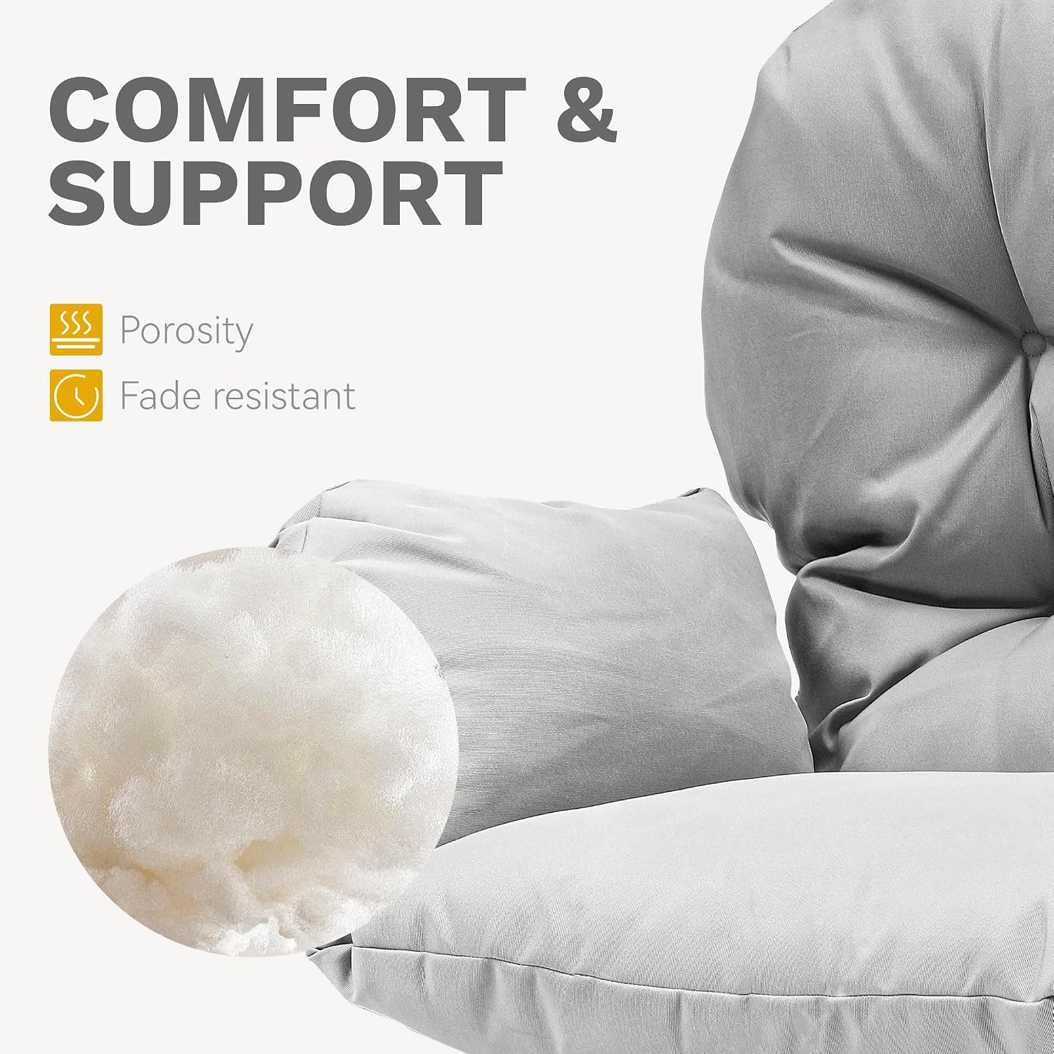 DWVO Oversized Egg Chair with Stand Rattan Outdoor Chairs, Large Lounger Chair with Cushion, Adjustable Leveling Feet, Egg Chair Indoor for Bedroom, Living Room, Outdoor Backyard, Patio, Garden, Grey