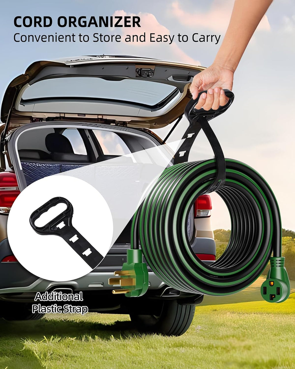 30-Amp 4-Prong Dryer EV Extension Cord, 50 Feet, NEMA 14-30P to 14-30R, 125V/250V Heavy Duty STW 10AWG/4, Use for Tesla Model 3/Y/X/S, Level 2 EV Charging & Dryer Power Extension, ETL Listed