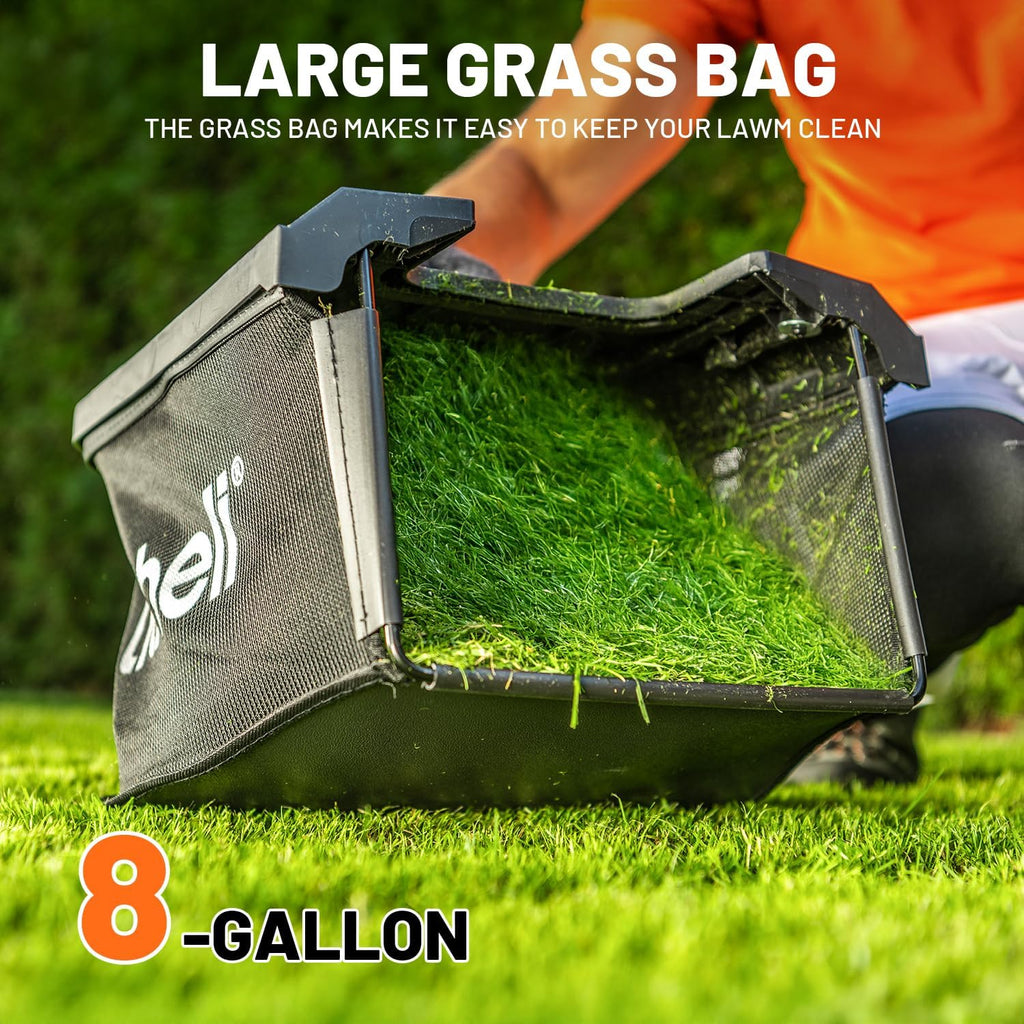 Litheli 13 Inch Electric Lawn Mower Cordless,Grass Cutter Machine for 2600 Sq.Ft. Lawnmower, 8 Gallon Capacity, Cutting Height from 1 to 2.5 in, Includes 2X4.0 Ah Battery.