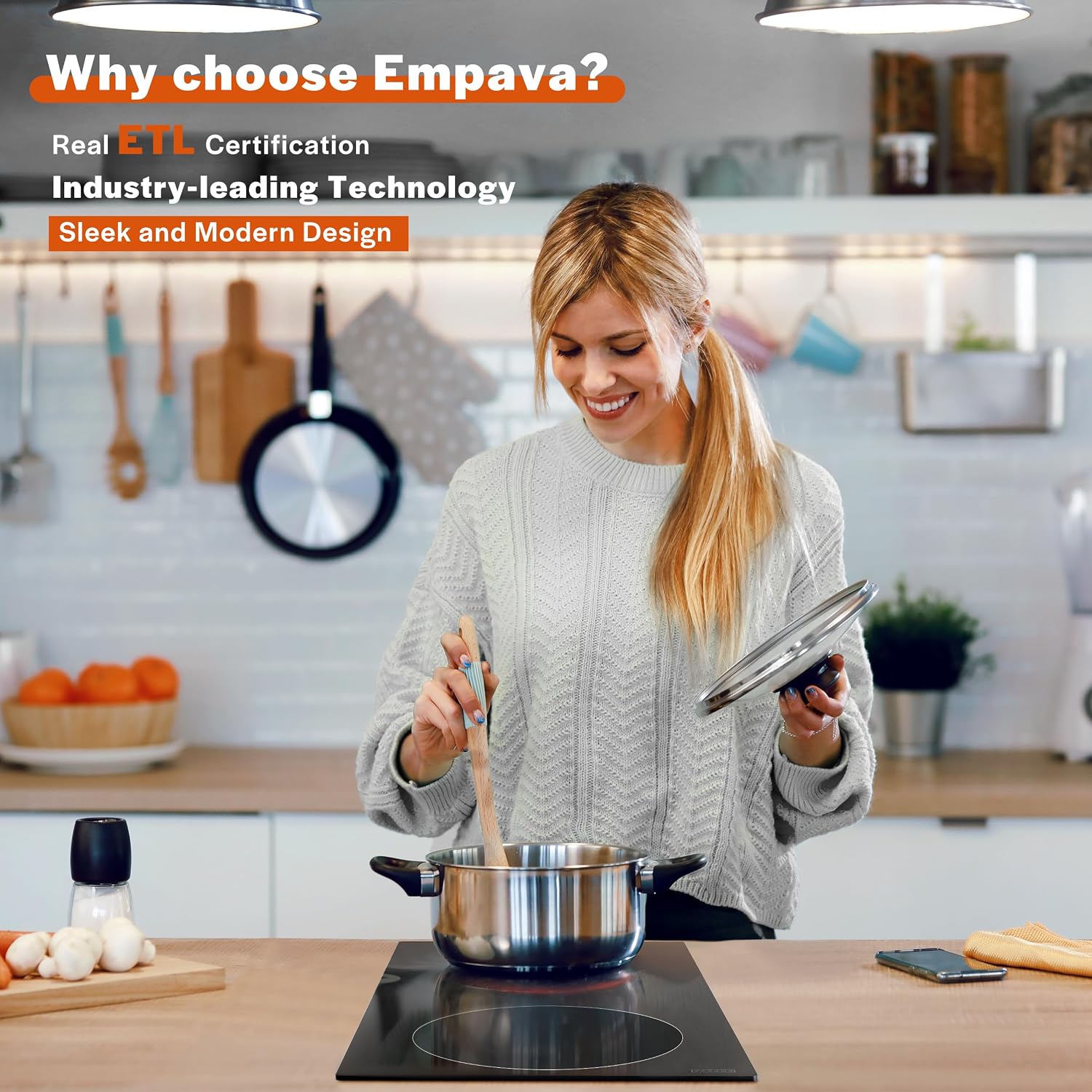 Empava 2 Burner Electric infrared Cooktop, 3000W Built in Electrical Stove Top for Kitchen, 208~240V Hard Wired, No Plug, ETL Certified, Black