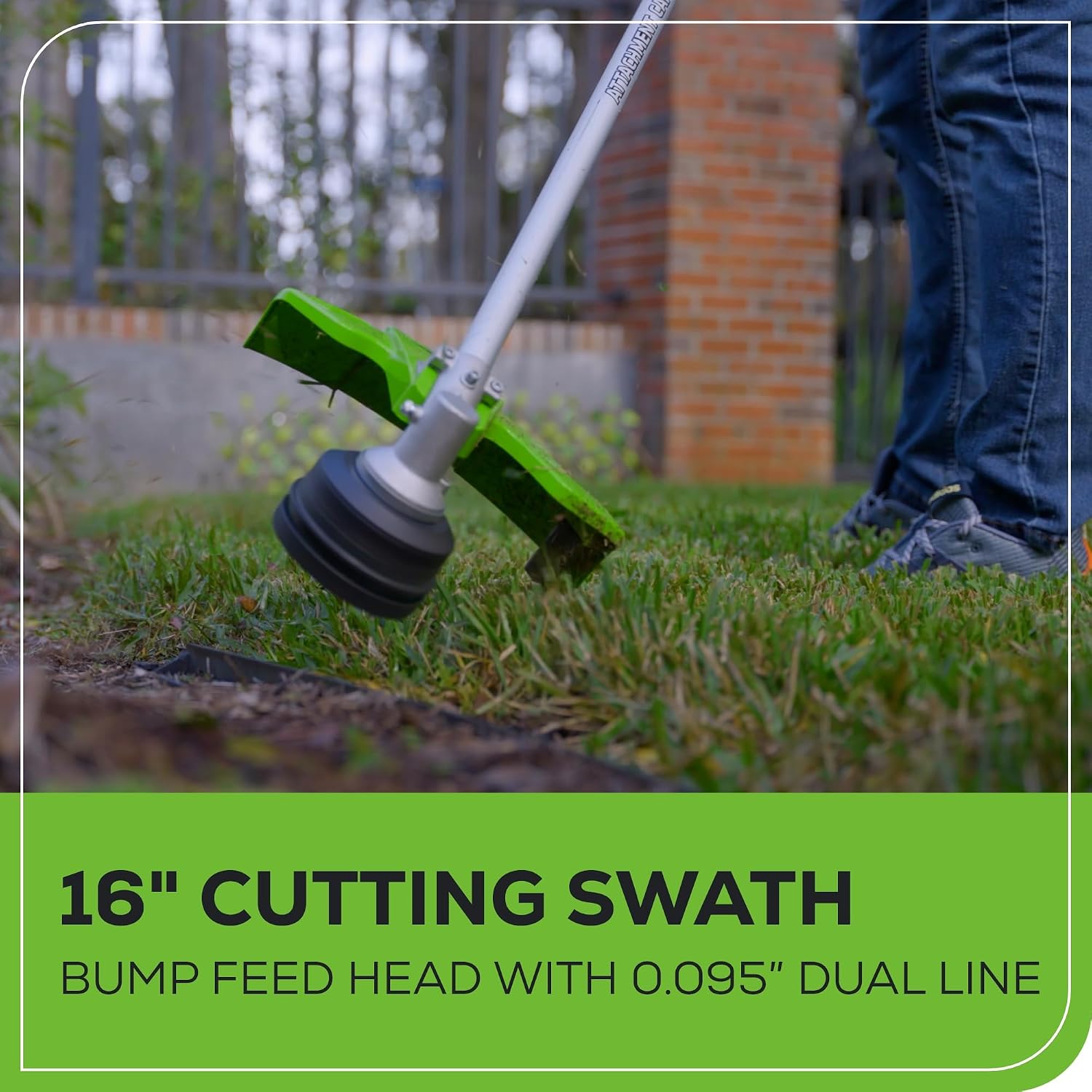 Greenworks 60V 16' Brushless Cordless String Trimmer, Attachment Capable, Load N' Go Line Head, Shoulder Strap Included, 4.0Ah Battery & Charger, 4-Year Warranty