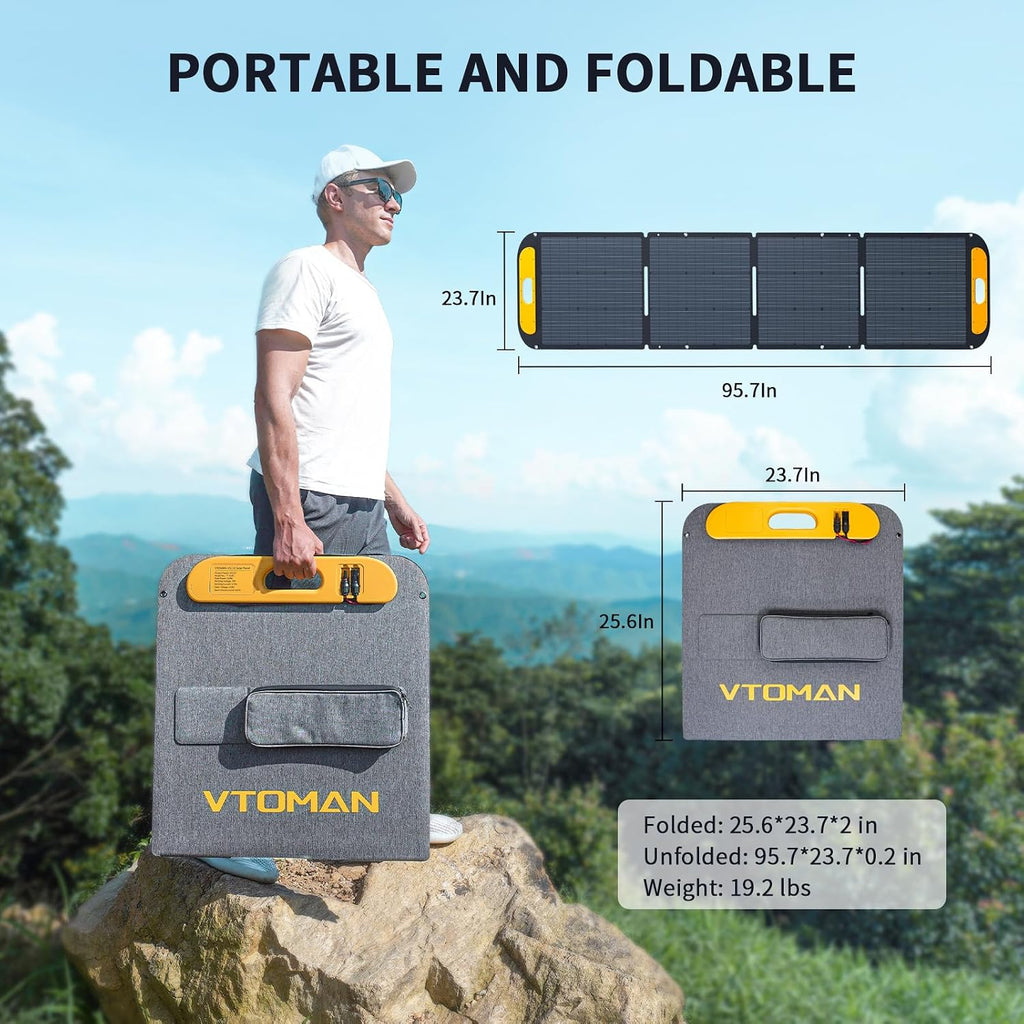 VTOMAN Jump 600X Portable Power Station with 200W Solar Panel, 299Wh Solar Generator with 600W AC Outlets (Surge 1200W) for Outdoor Camping, Vehicle Emergency, Electric Backup, RV, Power Outages