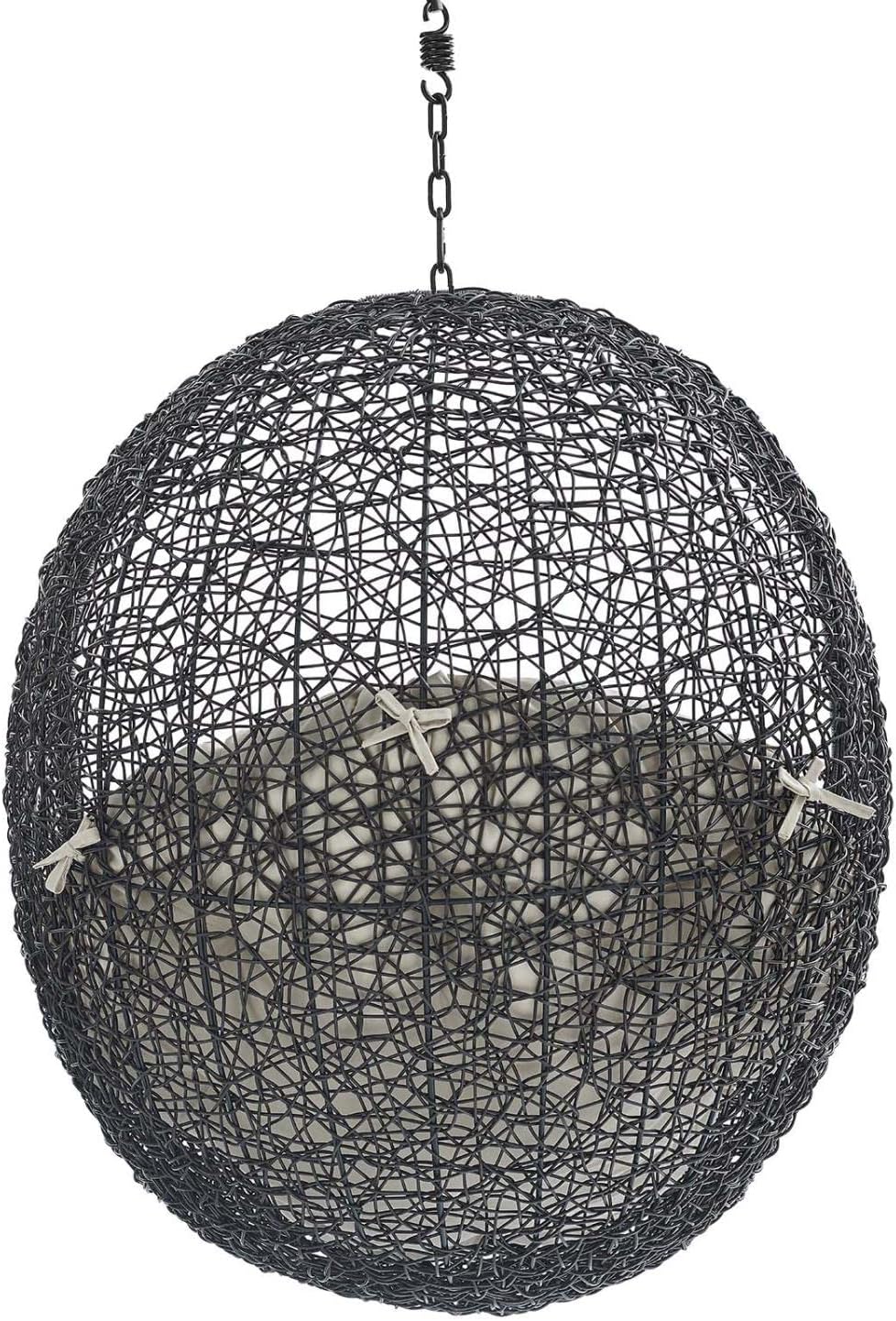 Modway EEI-3636-BLK-BEI Encase Swing Outdoor Patio Lounge Chair Without Stand, Black Beige, 43.5 x 40 x 125.5