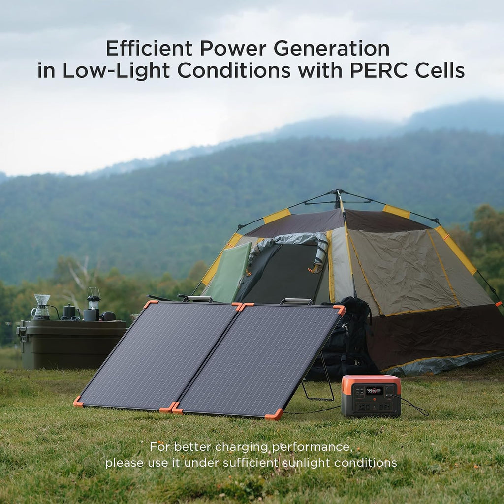 ZOUPW 100W Portable Solar Panel, Foldable Tempered Glass Solar Panel Kit with 20A PWM Controller for 12V Battery&Power Station, IP68 Waterproof 23.5% Efficiency for RV, Camping & Off-Grid