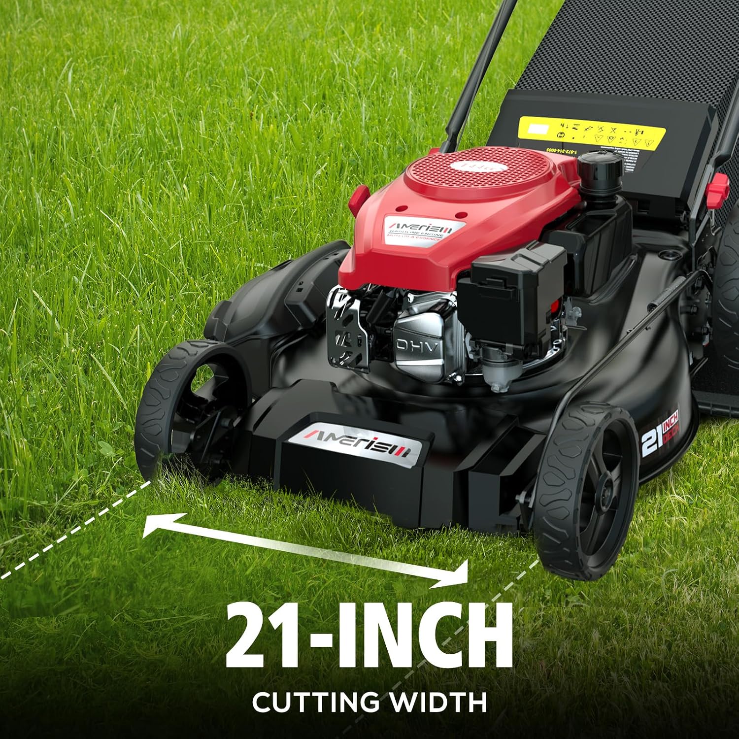AMERISUN Gas Lawn Mower, 21' with 144cc 4-Cycle OHV Engine 3-in-1 Walk-Behind Push Lawn Mower (AV8621P1)